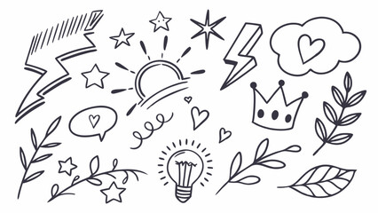 Fototapeta premium Hand Drawn Black Ink Doodles On White Background