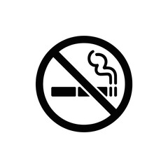 A bold, black no smoking sign features a cigarette crossed by a diagonal line.