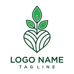 Clean and minimalist logo featuring a stylized plant growing from a heart shape. Ideal for brands focused on health, wellness, nature, or sustainable living.
