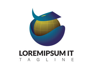 Abstract circle shape gradient color for technology, business, company. logo design template. Premium Vector, global logo design vector illustration Premium Vector