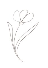 Minimalist One Line Flower Drawing in Brown on White Background