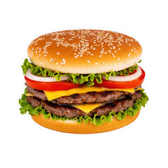 Juicy double cheeseburger with sesame bun