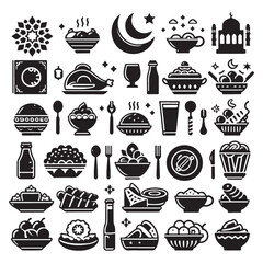 Islamic Food and Ramadan Icon Set