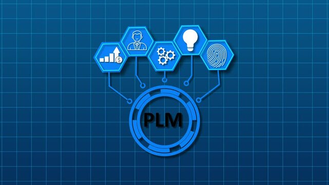 PLM Product lifecycle management system technology concept.development, manufacture, delivery, cycle, analysis, planning, strategy, and improvement