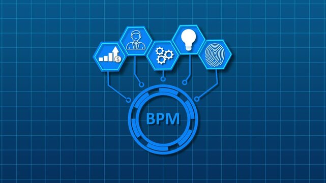 BPM Business process management system technology concept. BPM abbreviation, stand for business, process and management icon
