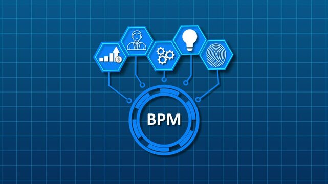 BPM Business process management system technology concept. BPM abbreviation, stand for business, process and management icon