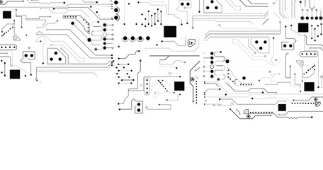 Abstract technology black circuit board texture or pattern. 