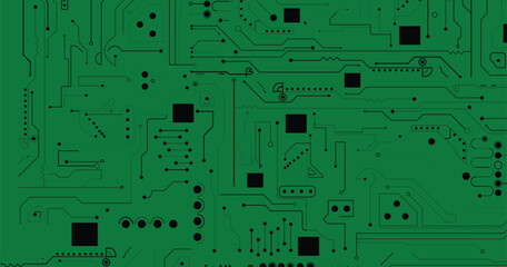 Technology circuit board on green background. design. Communication concept. 