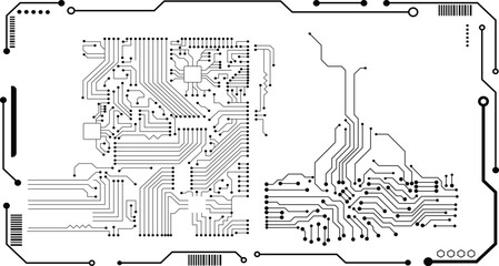 Electronic circuit board close up. Motherboard digital chip. High-tech technology background. 
