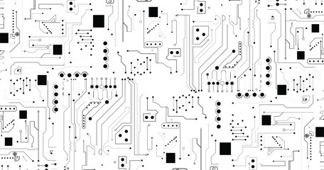 Electronic circuit board close up. Motherboard digital chip. High-tech technology background. 