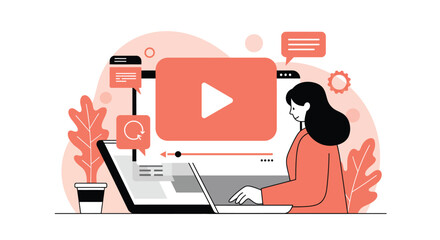 Vector illustration set of flat design computer, laptop, and mobile technology icons for online business and marketing