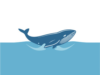 Whale in blue ocean vector illustration art