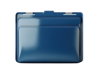 A blue folder with a silver handle