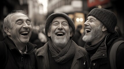 Fototapeta premium Three happy senior men laughing