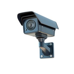 Realistic 3d model of a security camera isolated on white background