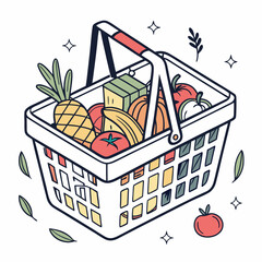 shopping cart with groceries