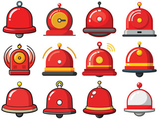 Fire alarm alarm bell vector illustration isolated on white background.