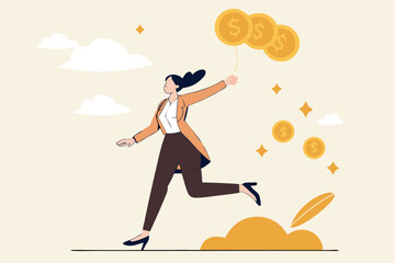 Bitcoin market risk, volatility and danger crypto currency price, challenge to success in bitcoin investment concept, smart businesswoman performing plates spinning with shiny bitcoin physical coins.