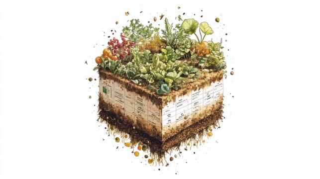 Elevated garden bed, layered soil
