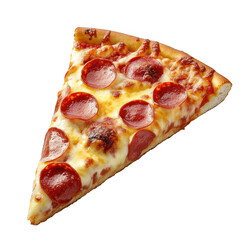 Pepperoni pizza slice isolated on transparent background