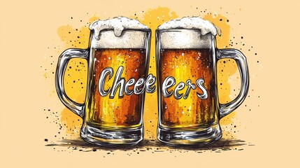 Two beer mugs, Cheers