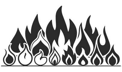 Fire Flame Icons Set – Solid Burn Symbol for Alert, Heat, Safety, UI Design
