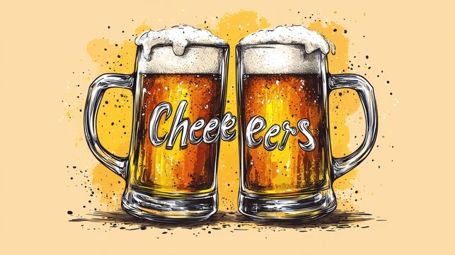 Two beer mugs, Cheers