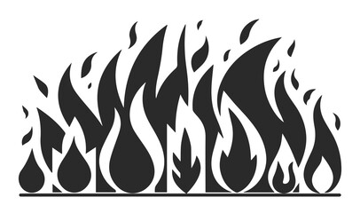 Fire Flame Icons Set – Solid Burn Symbol for Alert, Heat, Safety, UI Design
