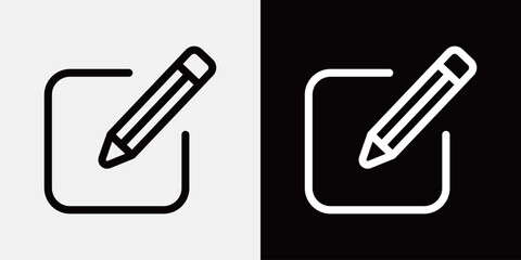 シンプルモノクロ文房具アイコンセット - 線画ベクター素材
