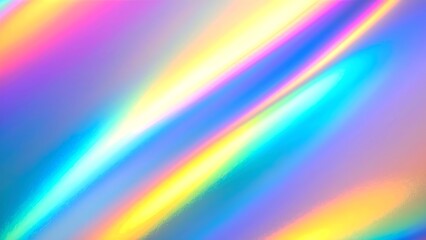 Abstract holographic background with rainbow gradient and subtle noise overlay gives chrome finish.