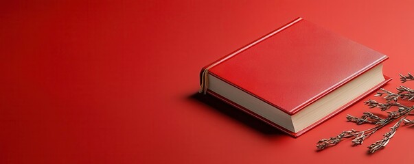 Red Hardcover Book on Red Background