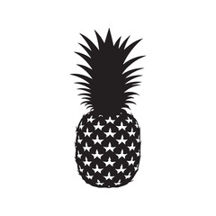 Silhouette of pineapple on white backgroudnd