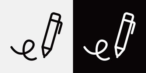 シンプルモノクロ文房具アイコンセット - 線画ベクター素材
