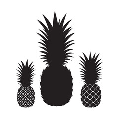 Silhouette set of pineapple on white backgroudnd