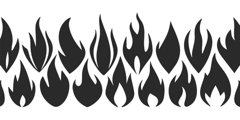 Fire Flame Icons Set – Solid Burn Symbol for Alert, Heat, Safety, UI Design
