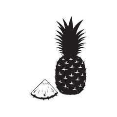 Silhouette of pineapple on white backgroudnd