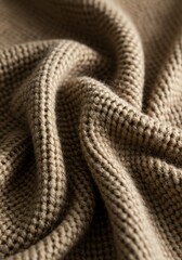 Fototapeta premium Textured Knit Fabric 2025-05-17 - Soft, luxurious knit fabric texture. Symbolizing warmth, comfort, elegance, craftsmanship, and natural fibers