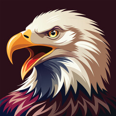 Bold and stylized illustration of a screaming bald eagle with powerful expression