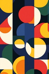 Complex geometric patterns with intersecting lines and circles, vibrant and soft colors creating depth 