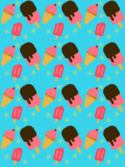 seamless pattern of variances of ice cream