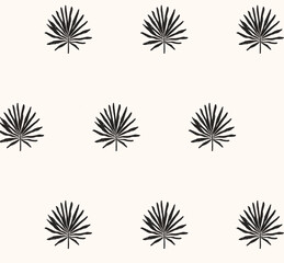 Seamless vector pattern with tropical palm leaves in grunge silhouette style. Perfect for natural textiles, eco branding, wrapping paper, summer wallpapers, and boho slow living design projects.