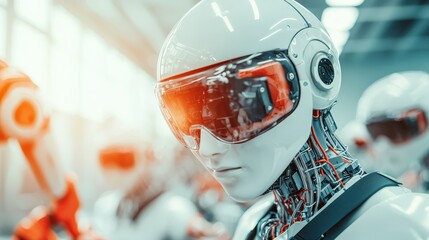 An impressive image of a humanoid robot showcasing intricate details of its mechanical face, highlighting the intersection of technology and design in robotics.