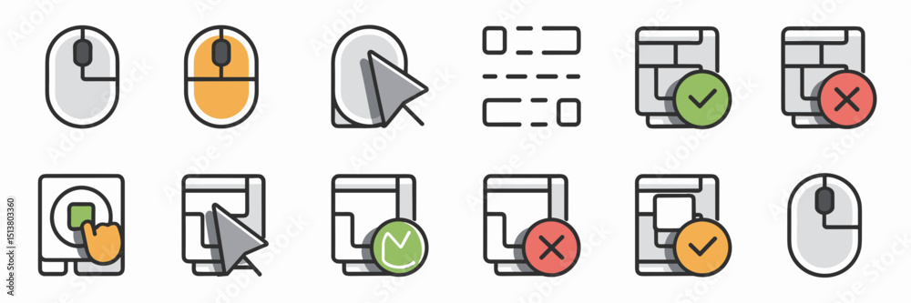 Wall mural mouse and cursor icon sheet including scroll, zoom, and right-click – suitable for ui/ux design pack