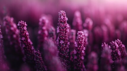 A stunning display of vibrant purple flowers fills the frame, creating a enchanting dreamlike atmosphere that invites viewers to experience the beauty of nature and tranquility.