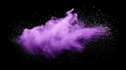 Purple violet lilac color powder dust explosion PNG transparent background isolated graphic resource. Celebration, colorful festival, run or party.