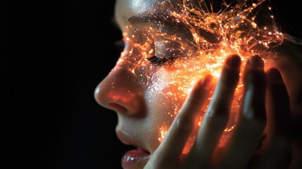 An artistic portrait representing the blend of human elements with technology, showcasing the intricate relationship between emotion and the digital age in a surreal manner.