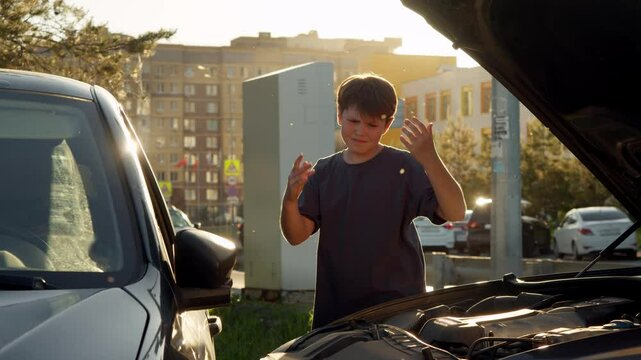 Young boy, under age of majority, illegally took his father's car without permission and caused accident when he crashed into another vehicle. boy is now assessing damage and is scared and upset about