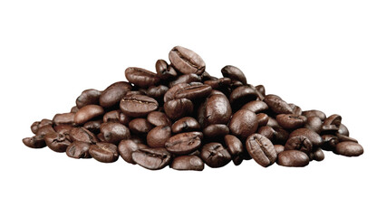 roasted coffee beans heap or pile isolated on white background