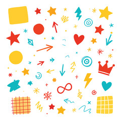 Bright and Colorful Doodle Elements Vector Illustration for Art	