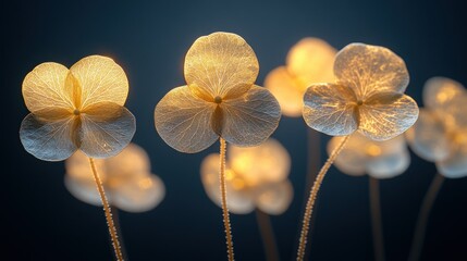 Pale, glowing hydrangea blossoms